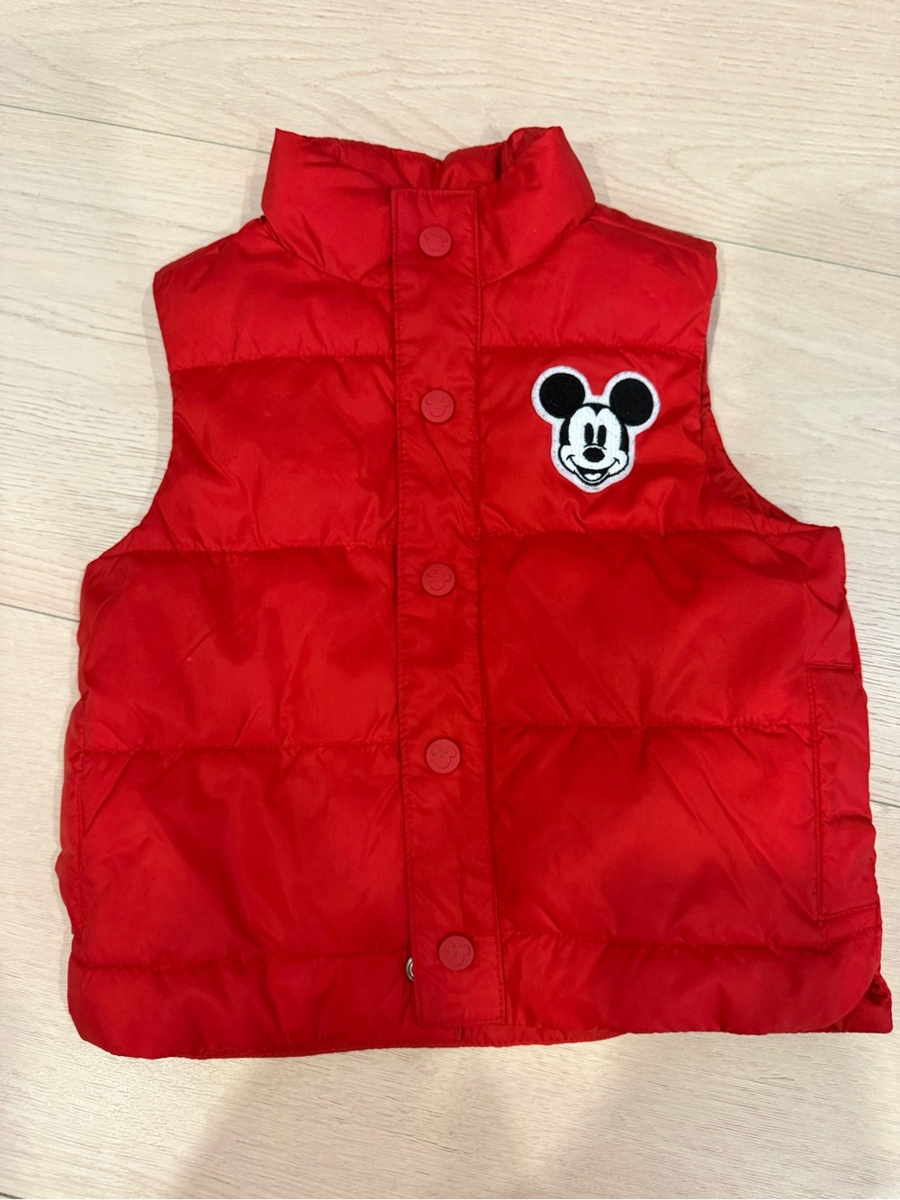 Janie and Jack Disney Red Puffer Vest with Mickey Patch | 18-24 months